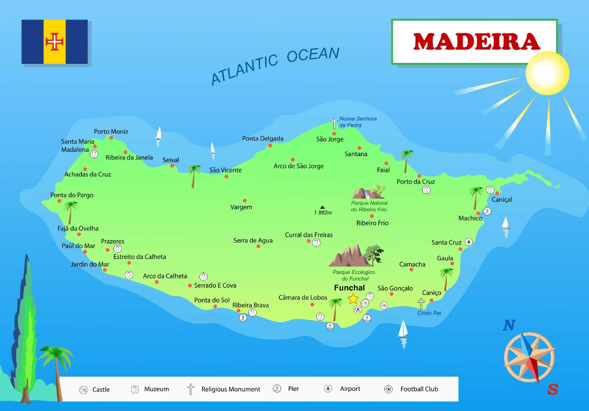 Mapa a poloha ostrova Madeira