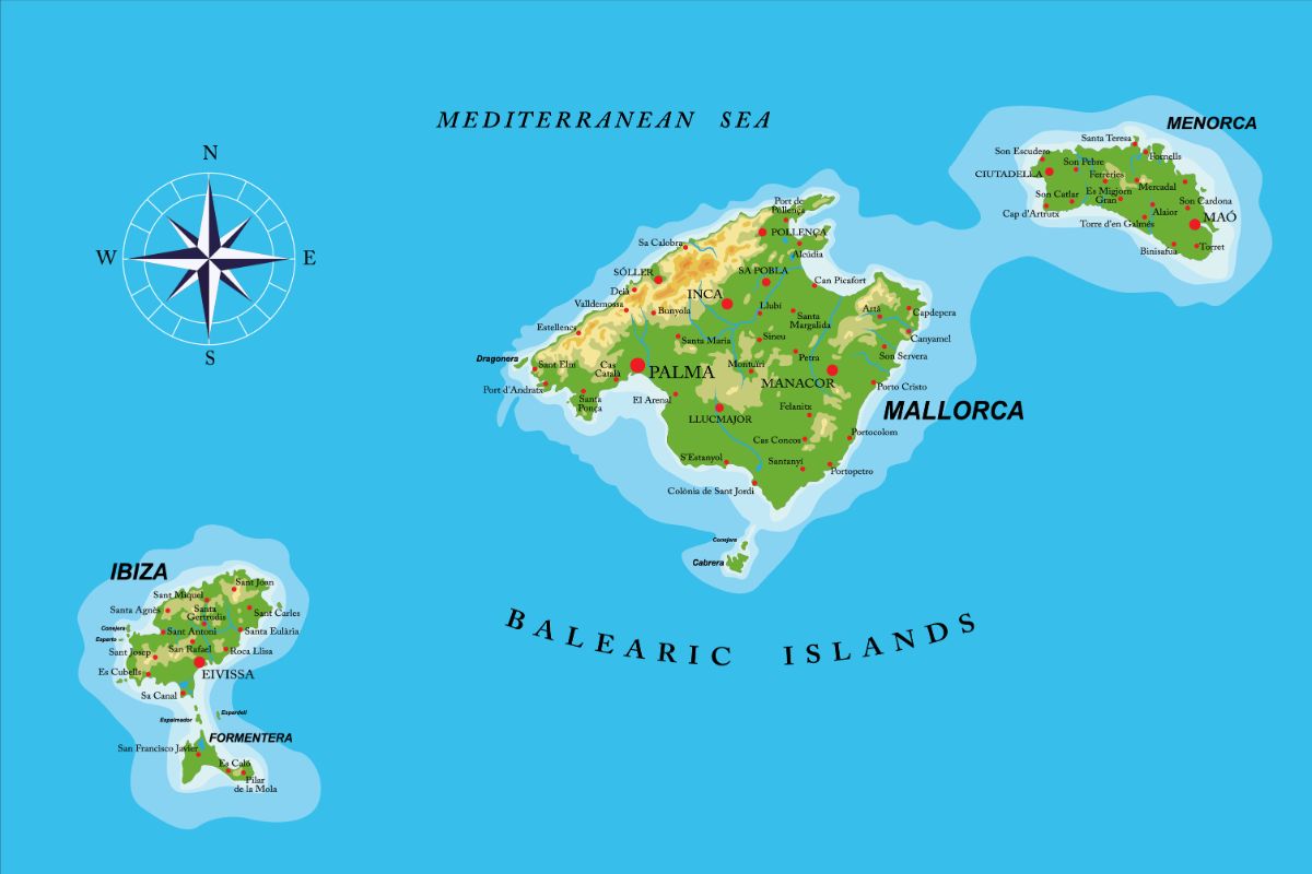 Mapa a poloha ostrova Mallorca