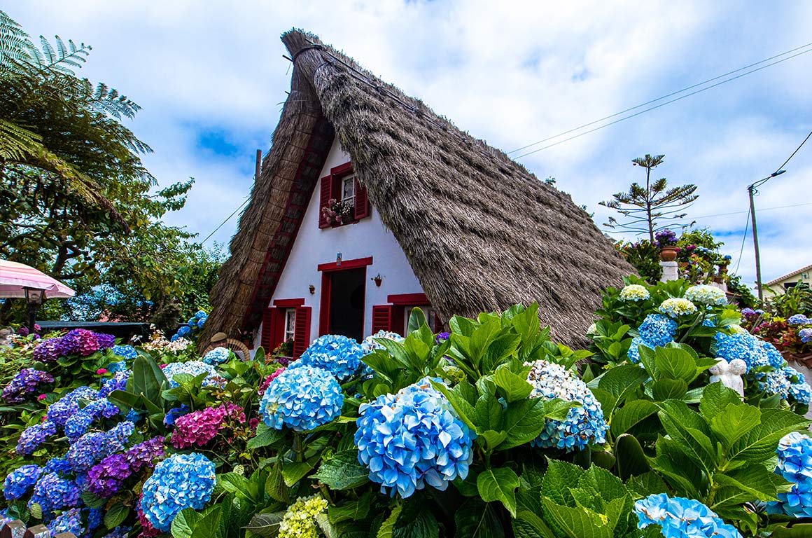 Santana - dům s květinovým záhonem