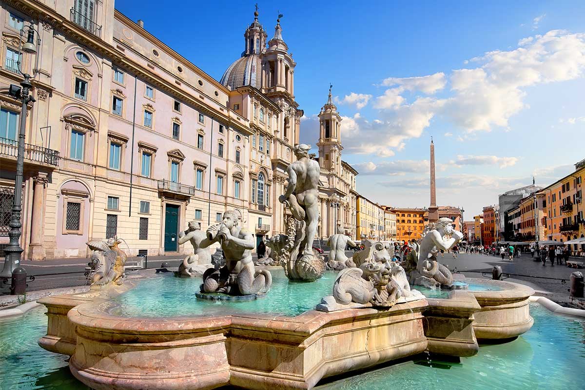 Piazza Navona s Fontánou čtyř řek